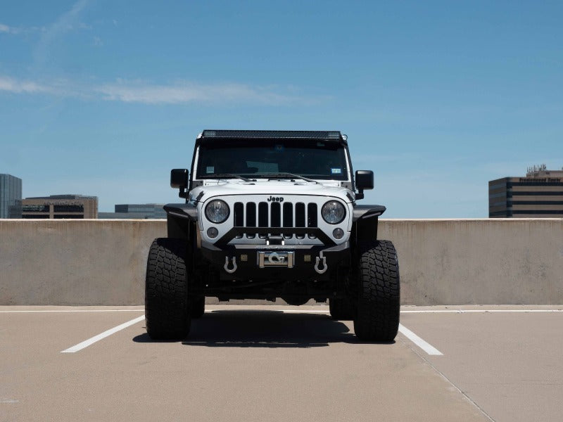 Road Armor 07-18 Jeep Wrangler JK Stealth Front Fender Flare Body Armor w/LED DRL - Tex Blk - eliteracefab.com