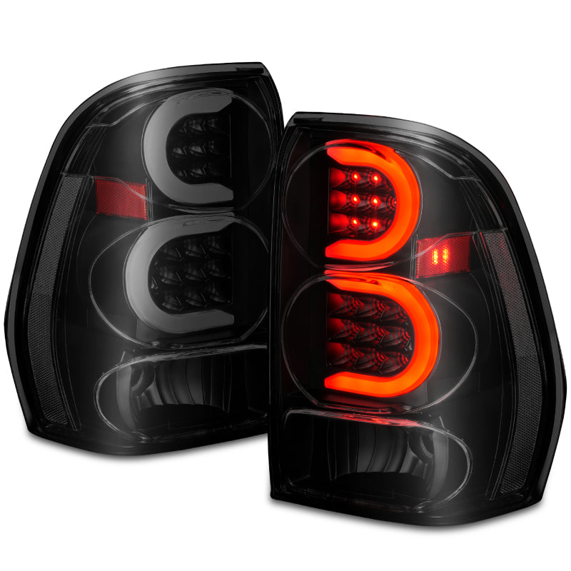 ANZO 2002-2009 Chevrolet Trailblazer LED Tail Lights w/ Light Bar Black Housing Smoke Lens - eliteracefab.com