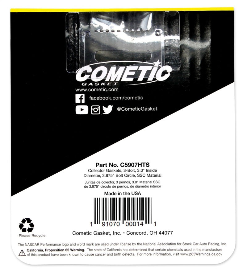 Cometic 3.0in HTS Header Collector Gasket Set - .060in DIA Port/3.875 Bolt Circle Cometic Gasket