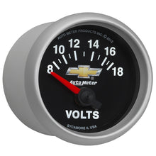 Load image into Gallery viewer, AutoMeter Gauge Voltmeter 2-1/16in. 18V Electric Chevy Gold Bowtie