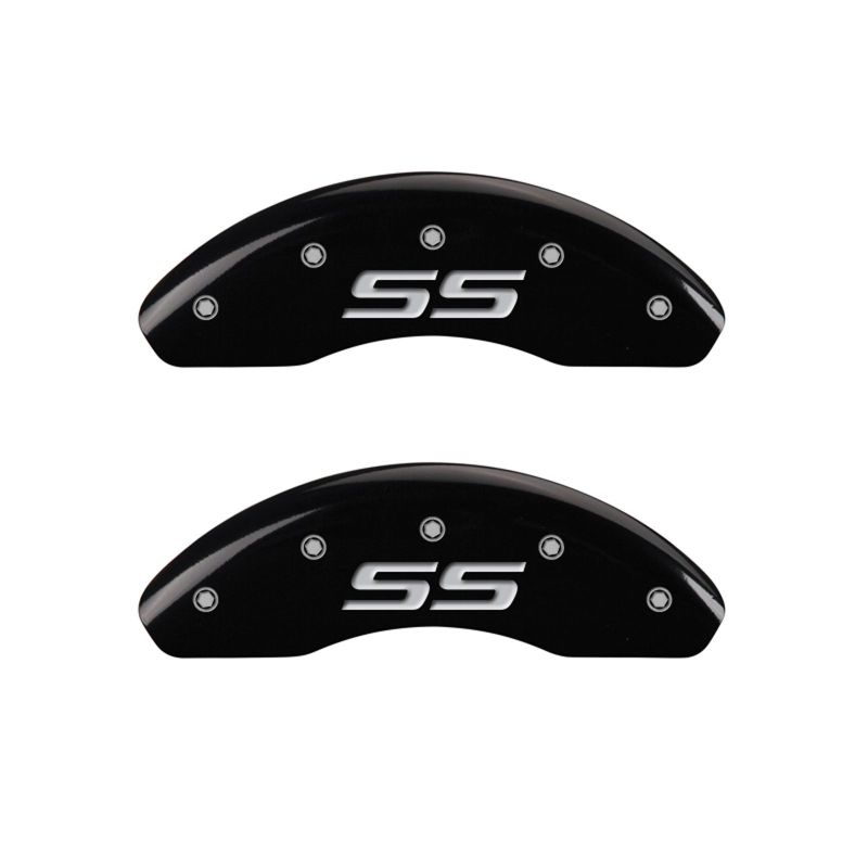 MGP 4 Caliper Covers Engraved Front & Rear Monte Carlo style/SS Black finish silver ch MGP