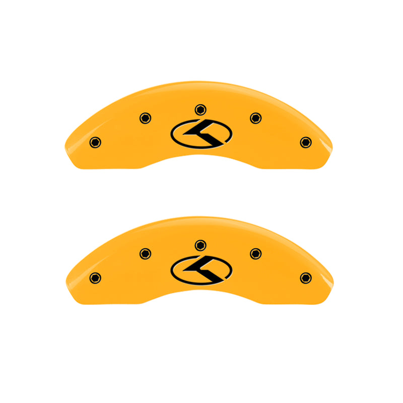MGP 4 Caliper Covers Engraved Front & Rear Circle K/Kia Yellow Finish Black Char 2011 Kia Borrego MGP