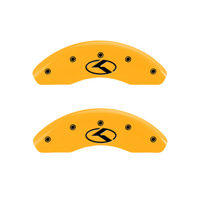 MGP 4 Caliper Covers Engraved Front & Rear Circle K/Kia Yellow Finish Black Char 2011 Kia Borrego MGP