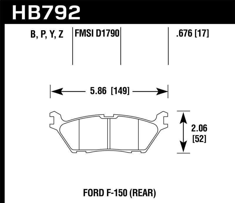 Hawk Performance Ceramic Rear Brake Pads - HB792Z.676 Hawk Performance