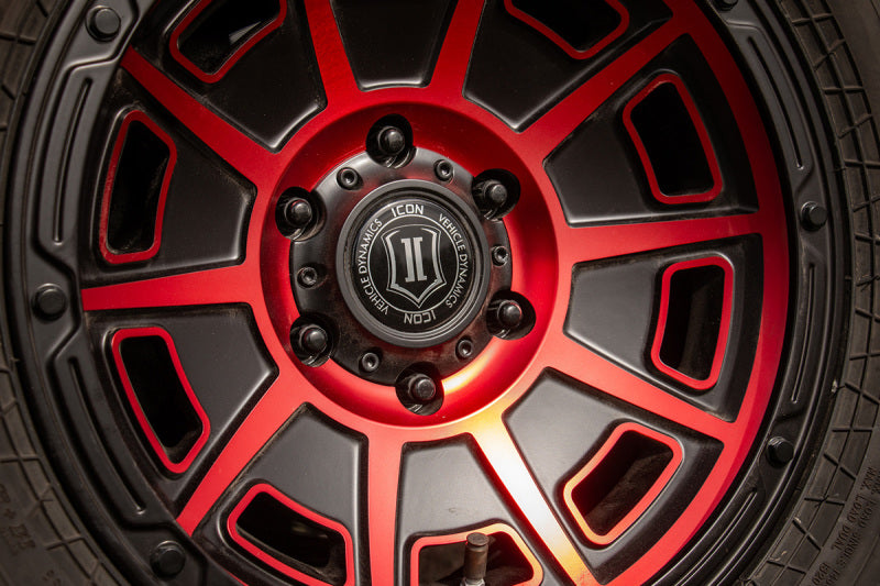 ICON Alloys Victory 17x8.5 6x5.5 0mm 4.75" Backspacing Satin Black with Red Accent Wheel - 3017858347SBRT
