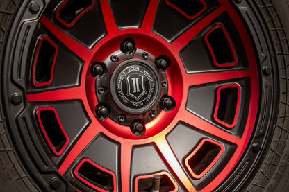 ICON Alloys Victory 17x8.5 6x5.5 0mm 4.75" Backspacing Satin Black with Red Accent Wheel - 3017858347SBRT