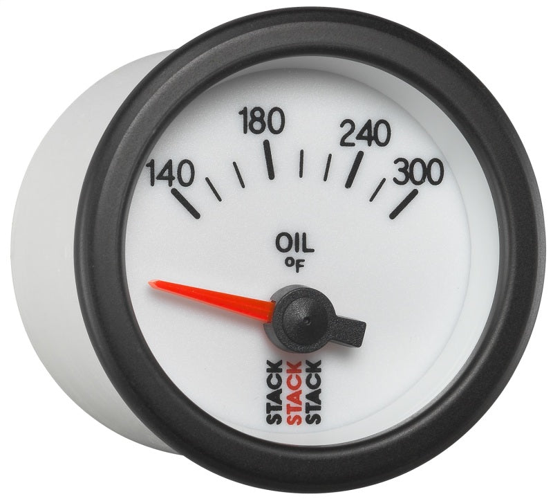 Autometer Stack 52mm 140-300 Deg F 1/8in NPTF Electric Oil Temp Gauge - White ST3260
