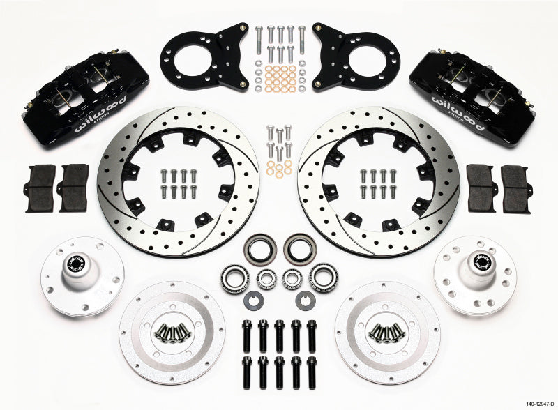 Wilwood Dynapro 6 Front Hub Kit 12.19in Drilled 1965-1969 Mustang Disc & Drum Spindle Wilwood