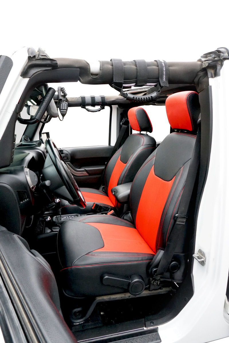 PRP 13-18 Jeep Wrangler JK Front Seat Covers/2 door or 4 door (Pair) - Black/Red B022-05