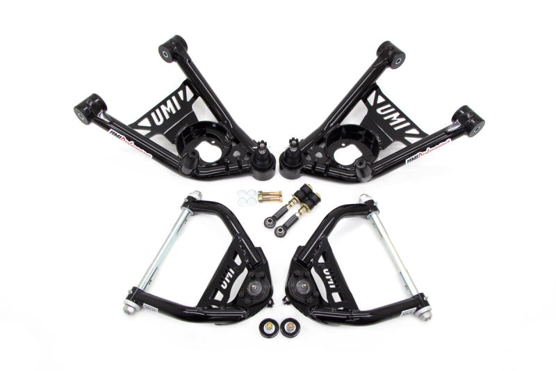 UMI Performance 64-72 GM A-Body Tubular Upper & Lower Front A-Arm Kit - Black - eliteracefab.com