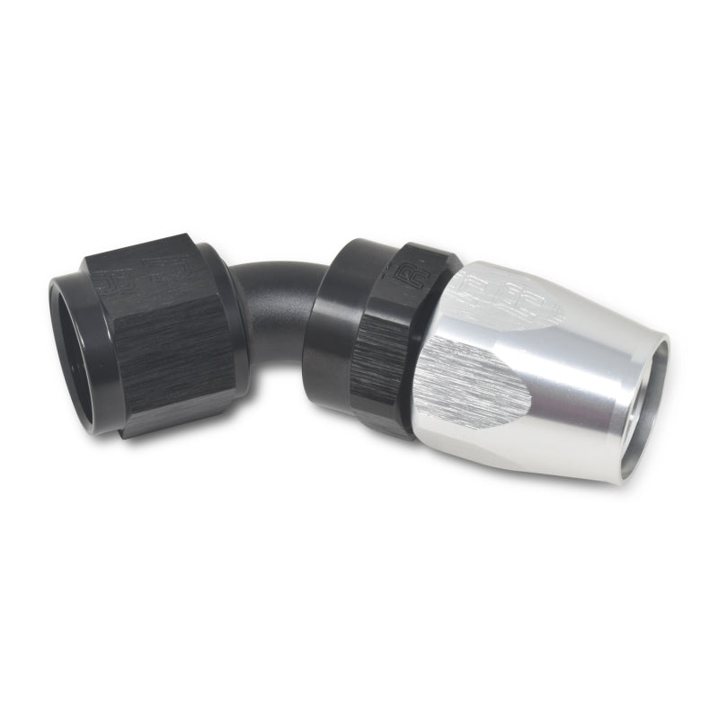 Russell Performance -8 AN Black/Silver 45 Degree Full Flow Hose End