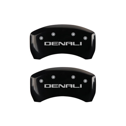 MGP 4 Caliper Covers Engraved Front & Rear Denali Black Finish Silver Char 2019 GMC Arcadia MGP