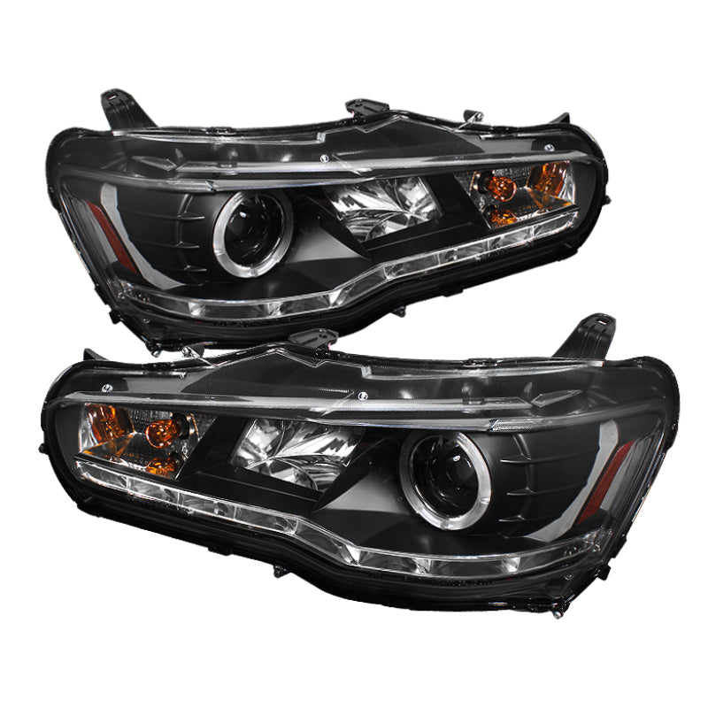 Spyder Mitsubishi Lancer/EVO-10 08-14 Projector Halogen Model- LED Halo DRL Blk PRO-YD-ML08-DRL-BK - eliteracefab.com