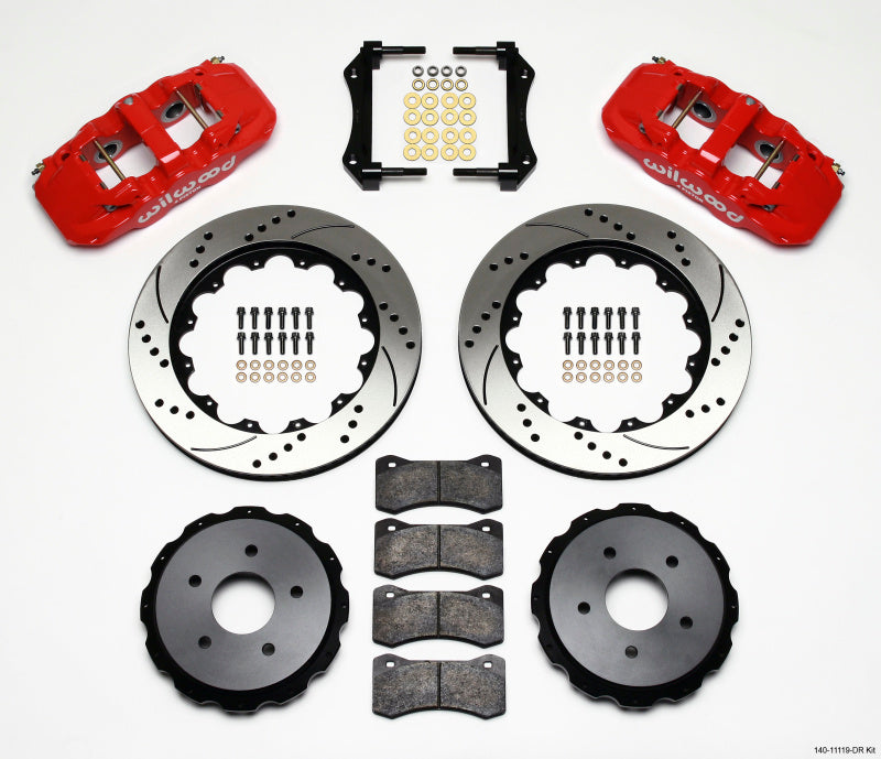Wilwood AERO4 Rear Kit 14.00in Drilled Red 97-04 Corvette C5/Z06 05-13 C6 Wilwood