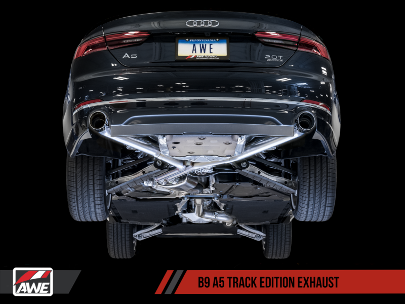 AWE Tuning Audi B9 A5 Track Edition Exhaust Dual Outlet - Diamond Black Tips (Includes DP) - eliteracefab.com