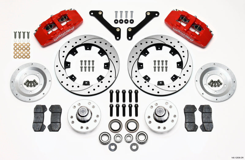 Wilwood Dynapro 6 Front Hub Kit 12.19in Drilled Red 79-81 Camaro Wilwood