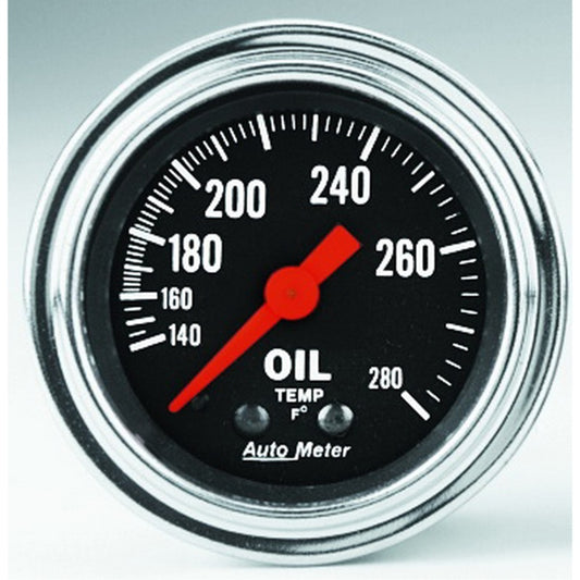 Autometer Traditional Chrome 2-1/16in 140-280 Deg F Mechanical Oil Temp Gauge 2441
