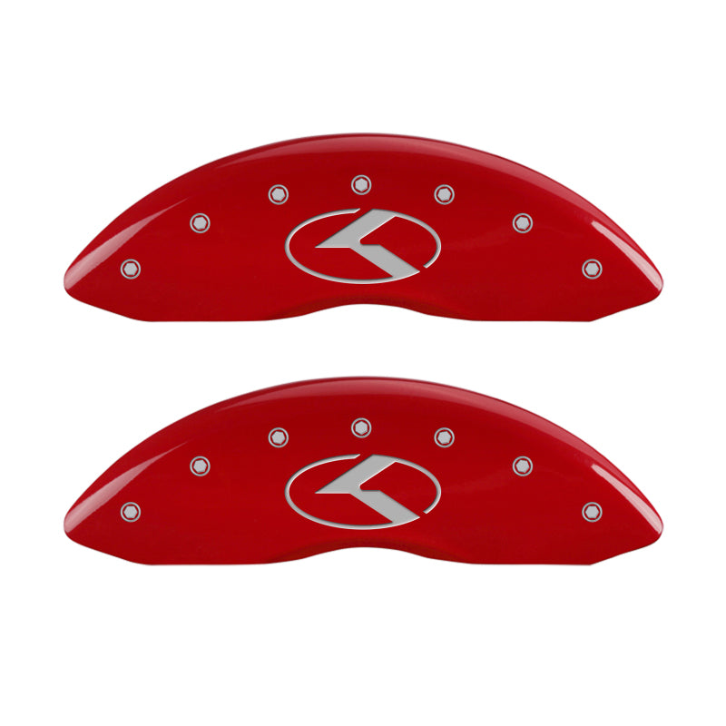 MGP 4 Caliper Covers Engraved Front & Rear Circle K/Kia Red finish silver ch MGP