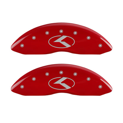 MGP 4 Caliper Covers Engraved Front & Rear Circle K/Kia Red finish silver ch MGP