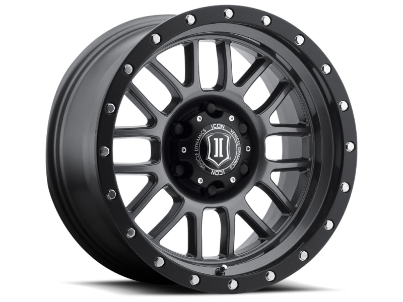 ICON Alpha 17x8.5 6x5.5 0mm Offset 4.75in BS 106.1mm Bore Gun Metal Wheel - eliteracefab.com