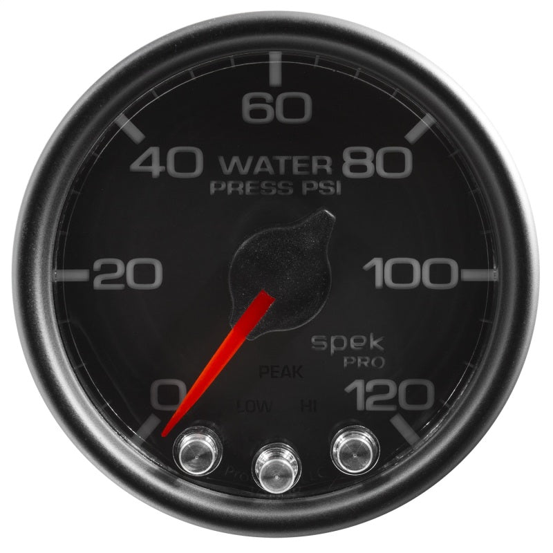 Autometer Spek-Pro Gauge Water Press 2 1/16in 120psi Stepper Motor W/Peak & Warn Blk/Blk P34532