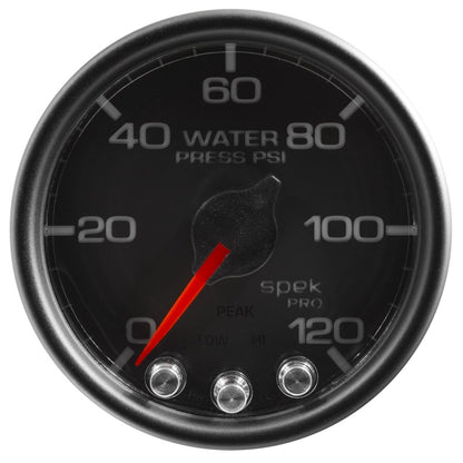 Autometer Spek-Pro Gauge Water Press 2 1/16in 120psi Stepper Motor W/Peak & Warn Blk/Blk P34532