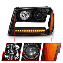 Load image into Gallery viewer, ANZO 2006-2009 Chevrolet Trailblazer Projector Headlights w/ Plank Style Design Black w/ Amber - eliteracefab.com