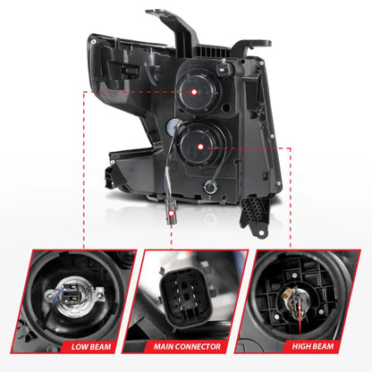 ANZO 2015-2020 Chevy Tahoe Projector Headlights Plank Style Chrome w/DRL ANZO