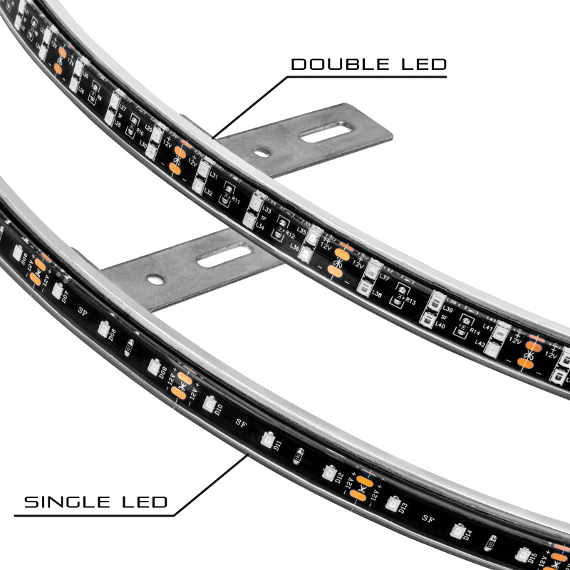 Oracle LED Illuminated Wheel Rings - Double LED - White - eliteracefab.com