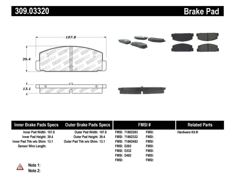 STOPTECH PERFORMANCE 89-95 MAZDA RX7 / 03-05 MAZDA 6 REAR BRAKE PADS, 309.03320 - eliteracefab.com