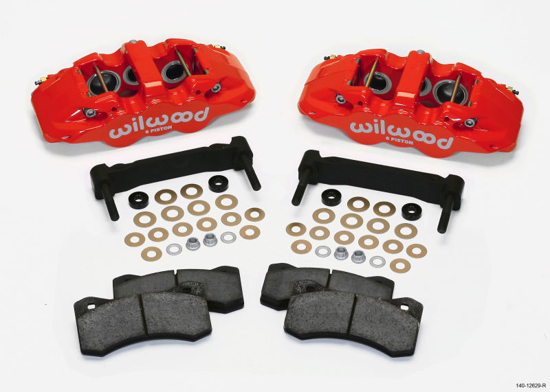 Wilwood AERO6 Front Caliper & Bracket Kit - Red 97-13 C5/C6 Corvette w/ OEM HD/Z51 Rotors - eliteracefab.com