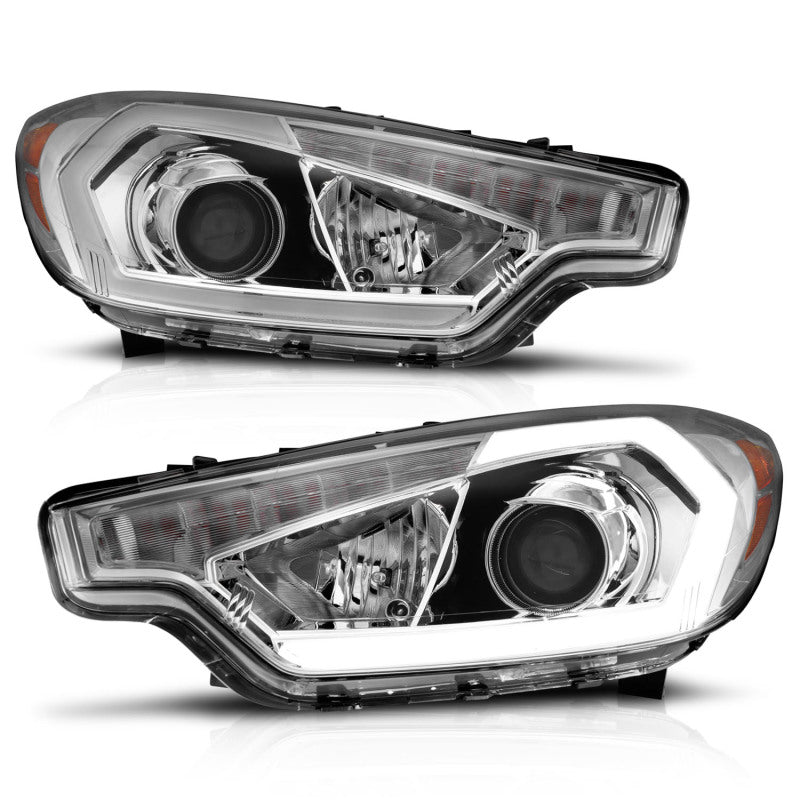 ANZO 2014-2016 Kia Forte Projector Headlights w/ Light Bar Chrome Housing