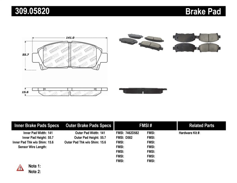 StopTech Performance 92-95 Toyota MR2 Turbo Front Brake Pads - eliteracefab.com