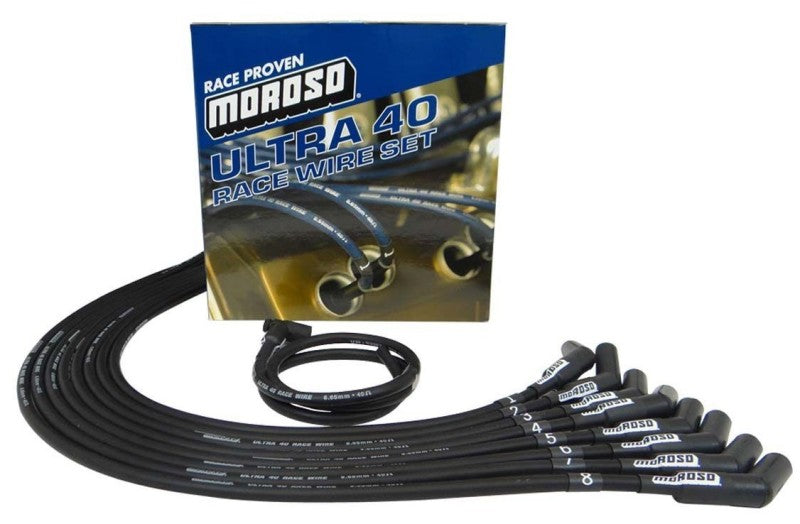 Moroso Chevrolet Small Block Ignition Wire Set - Ultra 40 - Unsleeved - HEI - 135 Degree - Black