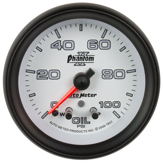 Autometer Phantom II 2-5/8in 100 PSI Stepper Motor Oil Pressure Gauge 7853