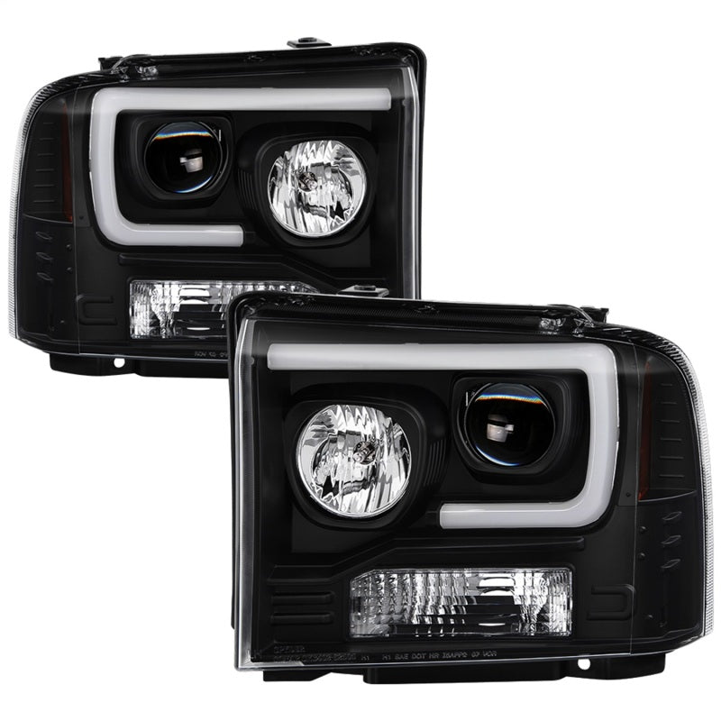 Spyder Ford F150 2005-2007 Projector Headlights - Light Bar DRL LED - Black PRO-YD-FS05V2-LB-BK - eliteracefab.com