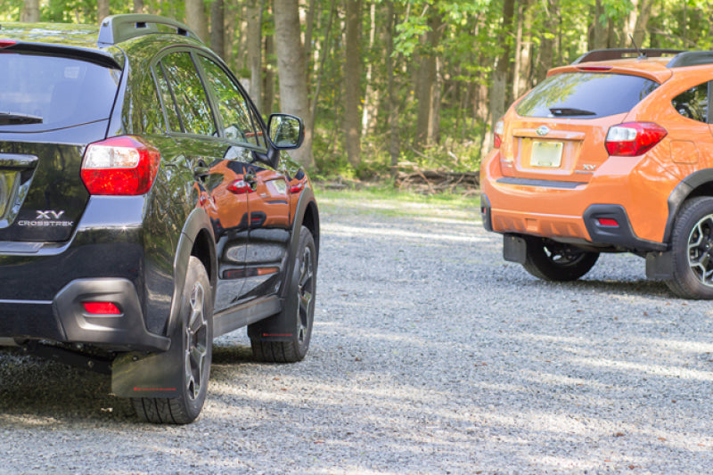 Rally Armor UR Mudflaps Black Urethane Orange Logo 2013-2017 Crosstrek XV - eliteracefab.com