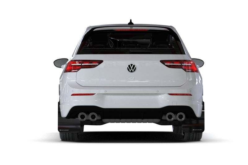 Rally Armor 2022 MK8 Volkswagen Golf GTI/R Black UR Mud Flap w/ White Logo - eliteracefab.com