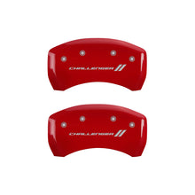 Load image into Gallery viewer, MGP 4 Caliper Covers Engraved Front &amp; Rear With stripes/Challenger Red finish silver ch - eliteracefab.com