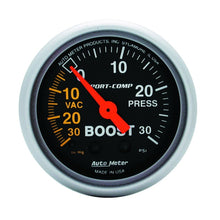 Load image into Gallery viewer, AutoMeter GAUGE; VAC/BOOST; 2 1/16in.; 30INHG-30PSI; MECHANICAL; SPORT-COMP - eliteracefab.com