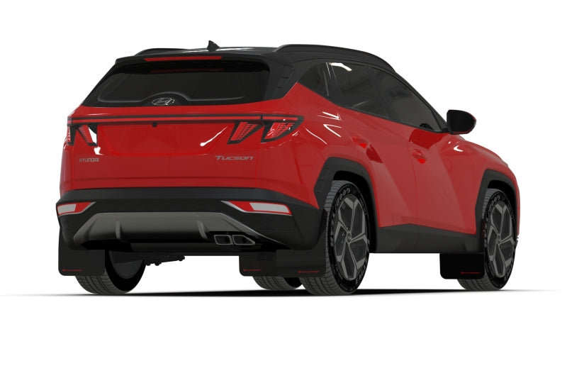 Rally Armor 2022 Hyundai Tucson Black UR Mud Flap w/ White Logo - eliteracefab.com