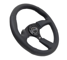 Load image into Gallery viewer, NRG Commander Series Reinforced Steering Wheel 350mm Black Spoke (Leather) - eliteracefab.com