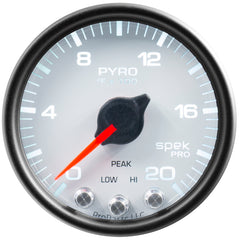 Autometer Spek-Pro Gauge Pyro. (Egt) 2 1/16in 2000f Stepper Motor W/Peak & Warn Wht/Blk
