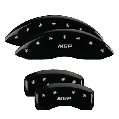 MGP 4 Caliper Covers Engraved Front Pontiac Engraved Rear Arrow Black finish silver ch MGP