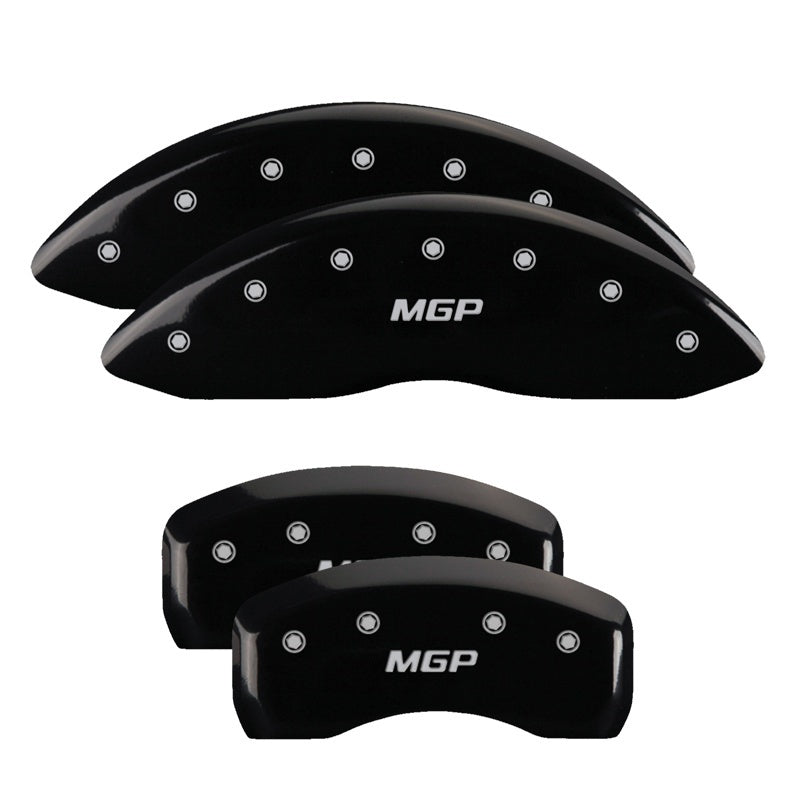 MGP 4 Caliper Covers Engraved Front Lincoln Engraved Rear Star logo Black finish silver ch MGP