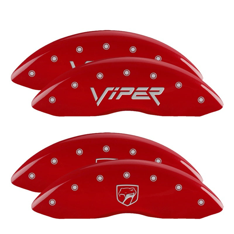 MGP 4 Caliper Covers Engraved Front Gen 2/Viper Engraved Rear Gen 2/Snake Red finish silver ch MGP