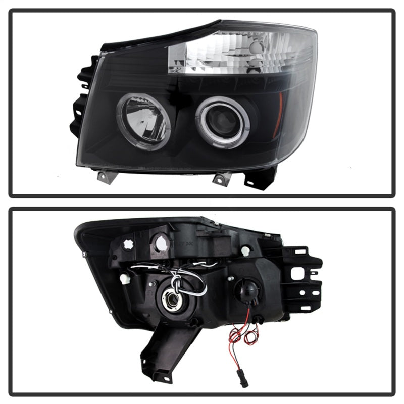 Spyder Nissan Titan 04-14/Armada 04-07 Projector Headlights LED Halo LED Blk PRO-YD-NTI04-HL-BK - eliteracefab.com