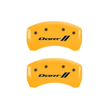 Load image into Gallery viewer, MGP 4 Caliper Covers Engraved Front &amp; Rear With stripes/Dart Yellow finish black ch MGP