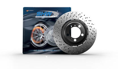 SHW 10-11 Porsche 911 GT3 3.8L w/o Ceramic Brakes Left Front Drill-Dimp LW Brake Rotor (99735140991) SHW Performance