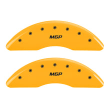 Load image into Gallery viewer, MGP 4 Caliper Covers Engraved Front &amp; Rear MGP Yellow finish black ch MGP